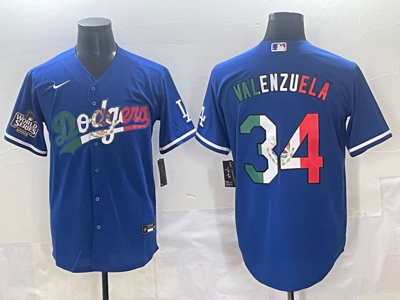 Men 2025 Los Angeles Dodgers #34 Valenzuela Blue Nike MLB Jersey style 7156->los angeles dodgers->MLB Jersey